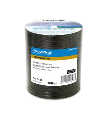 FTI FALCON MEDIA CD-Rohlinge - bedruckbar/inkjet printable silber - 100 Stück