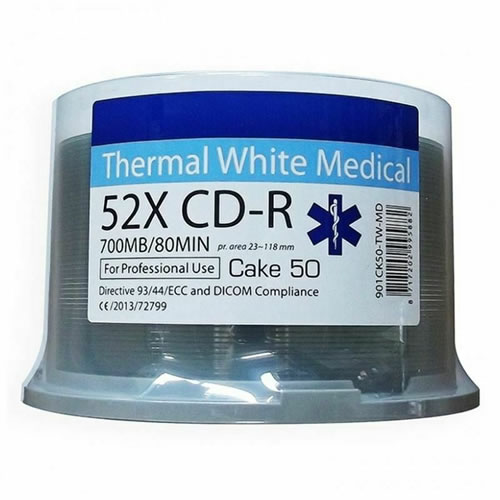 RITEK Medical CD-Rohlinge - bedruckbar/inkjet printable weiss - wasserabweisend - 50 Stück (CD-Rohlinge bedruckbar)