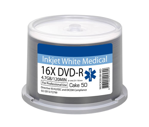 RITEK Medical DVD-Rohlinge - bedruckbar/inkjet printable weiss - DVD-R 4,7GB - wasserabweisend - 50 Stck (DVD-Rohlinge bedruckbar)