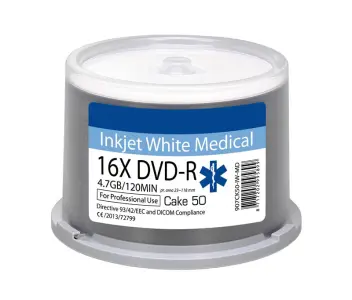 RITEK Medical DVD-Rohlinge - bedruckbar/inkjet printable weiß - DVD-R 4,7GB - wasserabweisend - 50 Stück (DVD-Rohlinge bedruckbar)