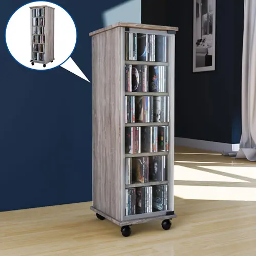 CD-Turm VCM Valenza drehbar für 300 CDs oder 130 DVDs (CD-Tuerme 300-500)