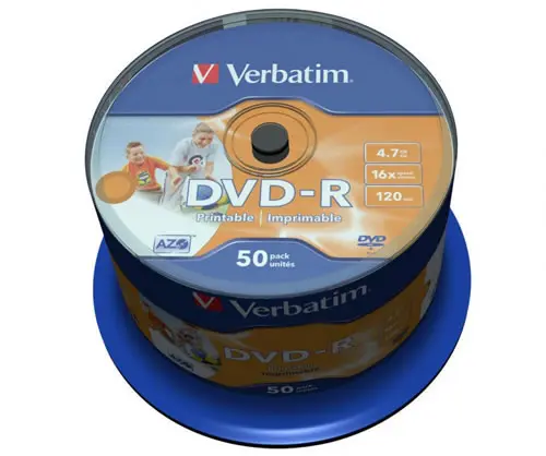 VERBATIM DVD-Rohlinge - bedruckbar/inkjet printable weiß - DVD-R 4,7GB - 50 Stück - NoID (DVD-Rohlinge bedruckbar)