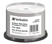 Details zu VERBATIM DVD-Rohlinge - bedruckbar/inkjet printable silber - DVD-R 4,7GB - 50 Stück ArtNr.43645-2260