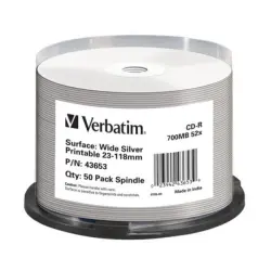 Details zu VERBATIM CD-Rohlinge - bedruckbar/inkjet printable silber - 50 Stück - NoID ArtNr.43653-3675
