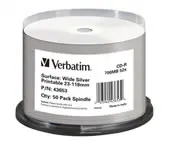 Details zu VERBATIM CD-Rohlinge - bedruckbar/inkjet printable silber - 50 Stück - NoID ArtNr.43653-3675