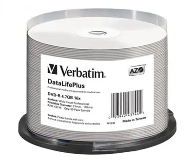 VERBATIM DVD-Rohlinge - bedruckbar/inkjet printable weiß - DVD-R 4,7GB - 50 Stück (DVD-Rohlinge bedruckbar)