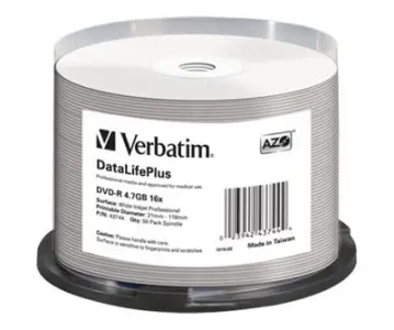 VERBATIM DVD-Rohlinge - bedruckbar/inkjet printable weiß - DVD-R 4,7GB - 50 Stück (DVD-Rohlinge bedruckbar)