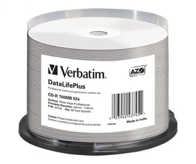 VERBATIM CD-Rohlinge - bedruckbar/inkjet printable weiß - 50 Stück (CD-Rohlinge bedruckbar)