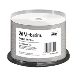 Details zu VERBATIM CD-Rohlinge - bedruckbar/inkjet printable weiß - 50 Stück ArtNr.43745-2687