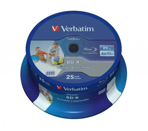 VERBATIM Blu-Ray-Rohlinge bedruckbar/inkjet printable - BD-R SL 25GB/6x - 25 Stück (Blu-Ray-Rohlinge)