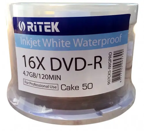 RITEK Aqualock DVD-Rohlinge - bedruckbar/inkjet printable weiß - DVD-R 4,7GB - wasserabweisend - 50 Stück (DVD-Rohlinge bedruckbar)