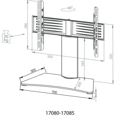 VCM TV Tisch - Standfuß "Windoxa"