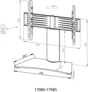 VCM TV Tisch - Standfuß "Windoxa"